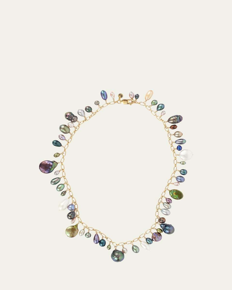 Multi Compost Necklace with Pearls, 18"L